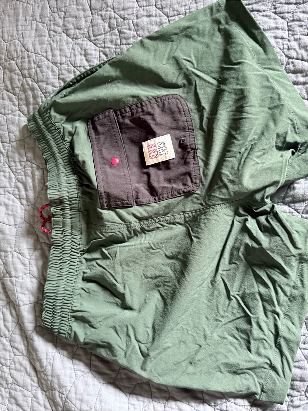 Topo Designs Olive Green Shorts with Pink Tag - Picture 2 of 3